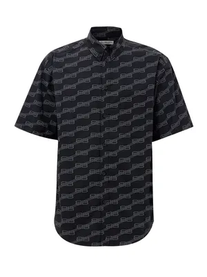 Balenciaga Allover Logo Short Sleeve Shirt