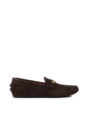 Bally ブラウンのローファー Brown Suede Loafers with Gold Logo