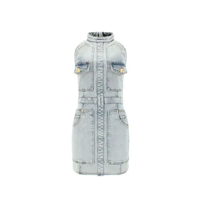 Balmain ブルーのワンピース Denim Mini Dress