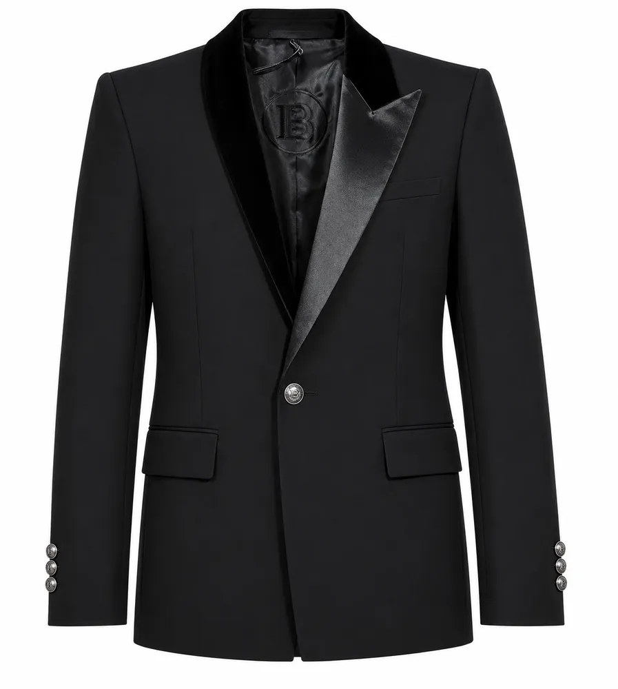 Balmain Jacket Asimmetrica Lapel Velvet Black