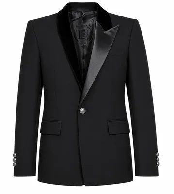 Balmain ブラックのジャケット Jacket Asimmetrica Lapel Velvet Black