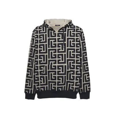 Balmain ベージュのパーカー Monogrammed Hooded Sweatshirt