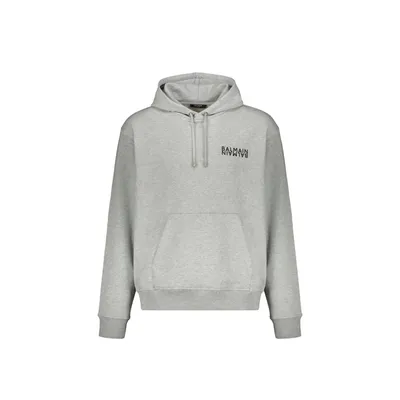 Balmain グレーのパーカー Logo Motif Hoodie