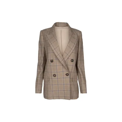 Brunello Cucinelli ブラウンのブレザー Prince Of Wales Linen Blazer