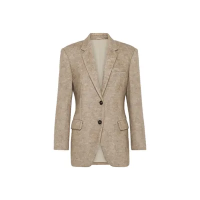 Brunello Cucinelli ベージュのブレザー Monili-Embellished Blazer