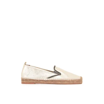 Brunello Cucinelli ゴールドのローファー Leather Espadrilles