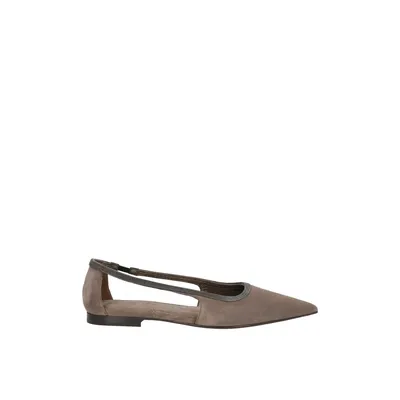 Brunello Cucinelli グレーのフラットシューズ Suede Flats