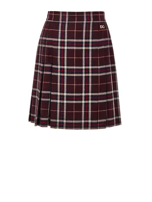 Dolce & Gabbana レッドのスカート Bordeaux Pleated Tartan Skirt