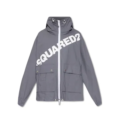 Dsquared2 グレーのパーカー Logo Hooded Windbreaker
