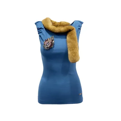 Dsquared2 ブルーのTシャツ・トップス Mink Collar Sleeveless Top