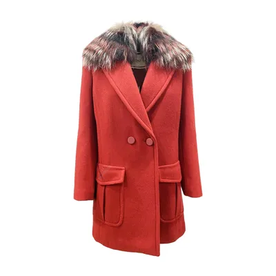 Fendi レッドのコート Fur Collar Wool Coat