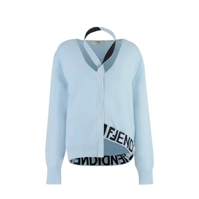 Fendi ブルーのカーディガン Wool And Cashmere Cardigan
