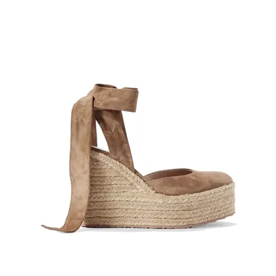 Gianvito Rossi ベージュのローファー Suede Wedge Espadrilles