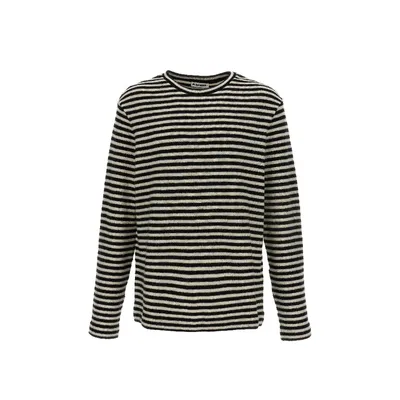 Jil Sander ホワイトのTシャツ Striped Wool Compact Jersey T-Shirt