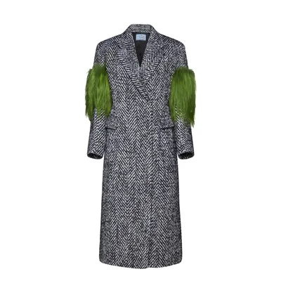 Prada グレーのコート Herringbone Wool Coat