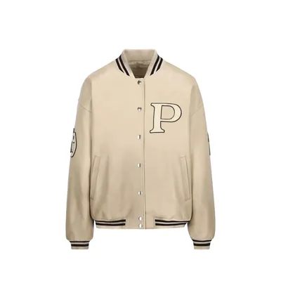 Prada ホワイトのジャケット Padded Leather Varsity Jacket