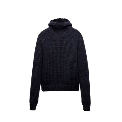 Prada ブルーのパーカー Wool Hooded Sweater
