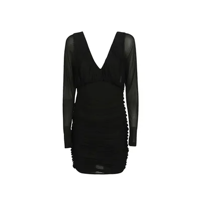 Saint Laurent ブラックのワンピース Mini Draped Dress