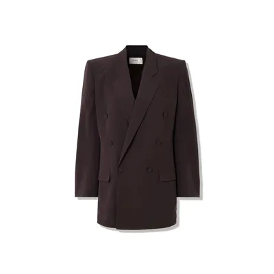 Saint Laurent ブラウンのブレザー Double-Breasted Silk-Crepe Blazer