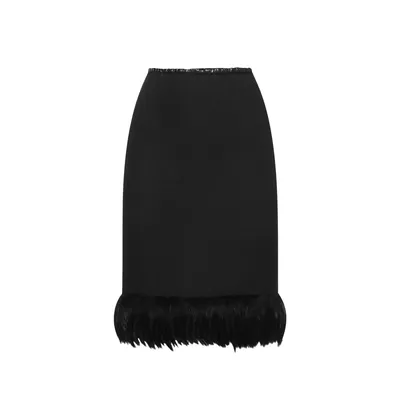 Saint Laurent ブラックのスカート Feathers Trim Silk Skirt