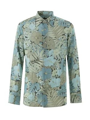 Tom Ford ブルーのシャツ Floral Print Shirt in Light Blue