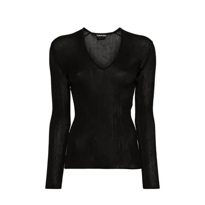 Tom Ford ブラックのTシャツ・トップス Sheer Fine-Ribbed Top